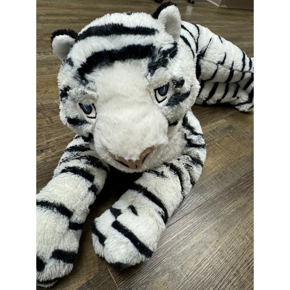 IKEA White Tiger Plush Onskad Snow Bengal Leopard Cat Large 28" Black Stripes